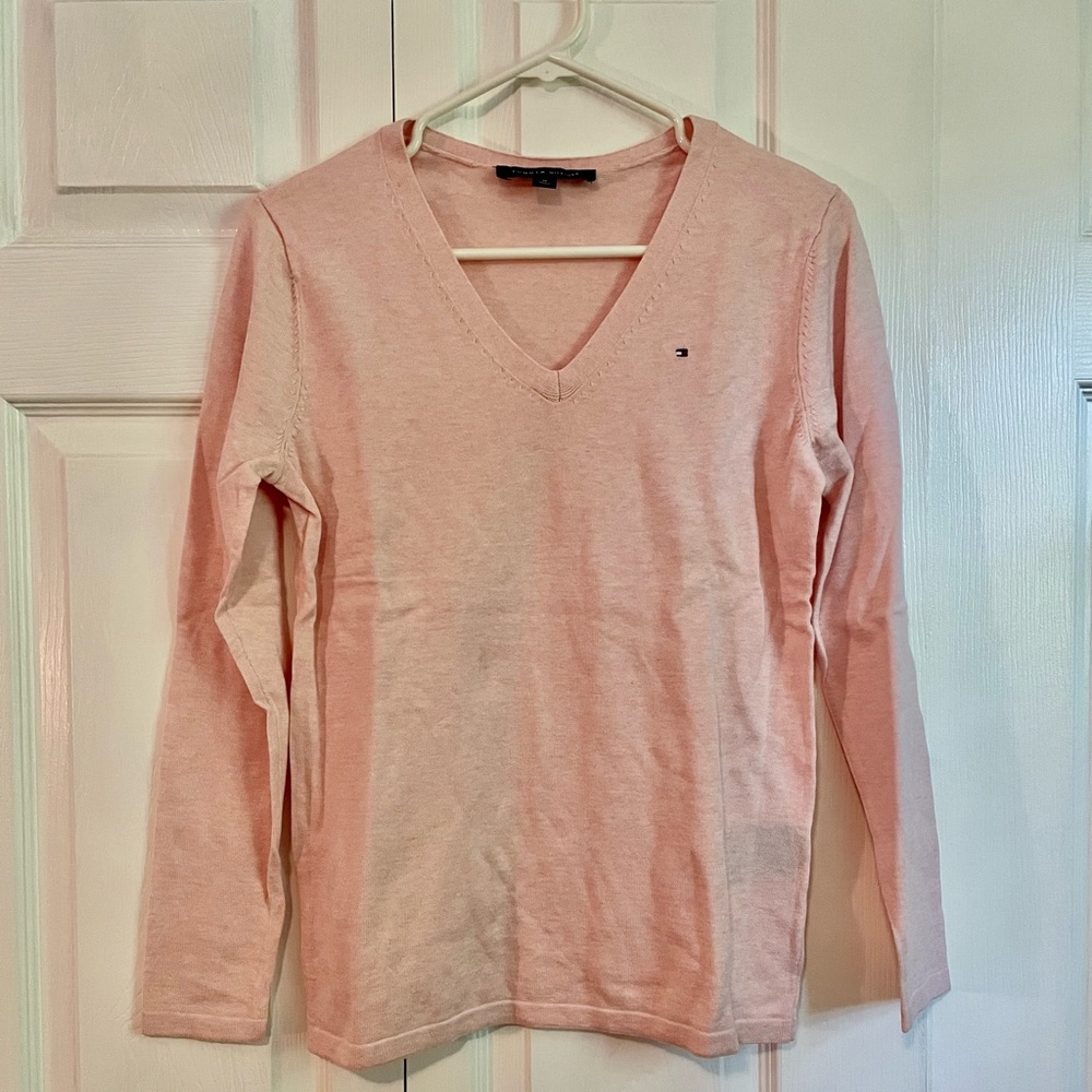 Soft Pink Tommy Hilfiger VNeck Sweater